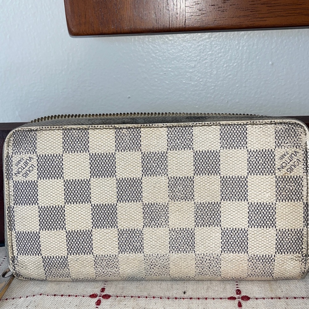 Louis Vuitton Damier Azure Zip Around Wallet with COA